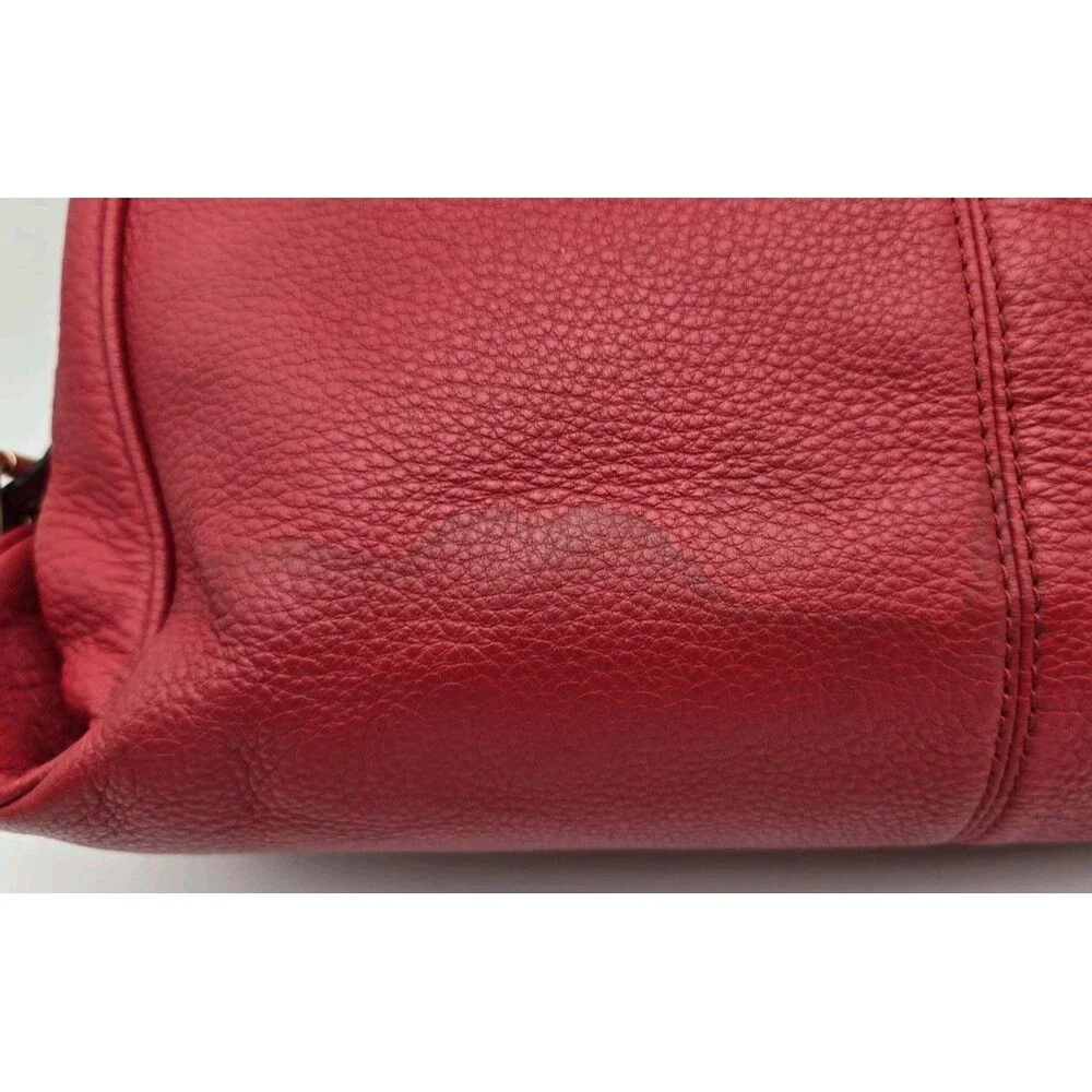 Michael Kors Red Pebbled Leather Hobo Shoulder Bag Gold Hardware 38F3XLYL3L Auth